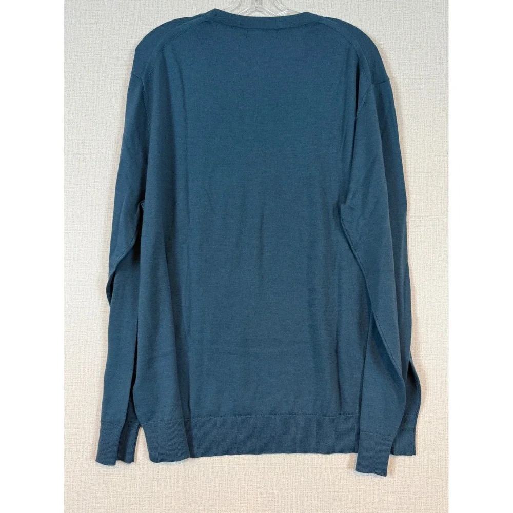 NWT Banana Republic Mens XXL Blue Merino Wool Crew Neck Sweater Classic Luxury